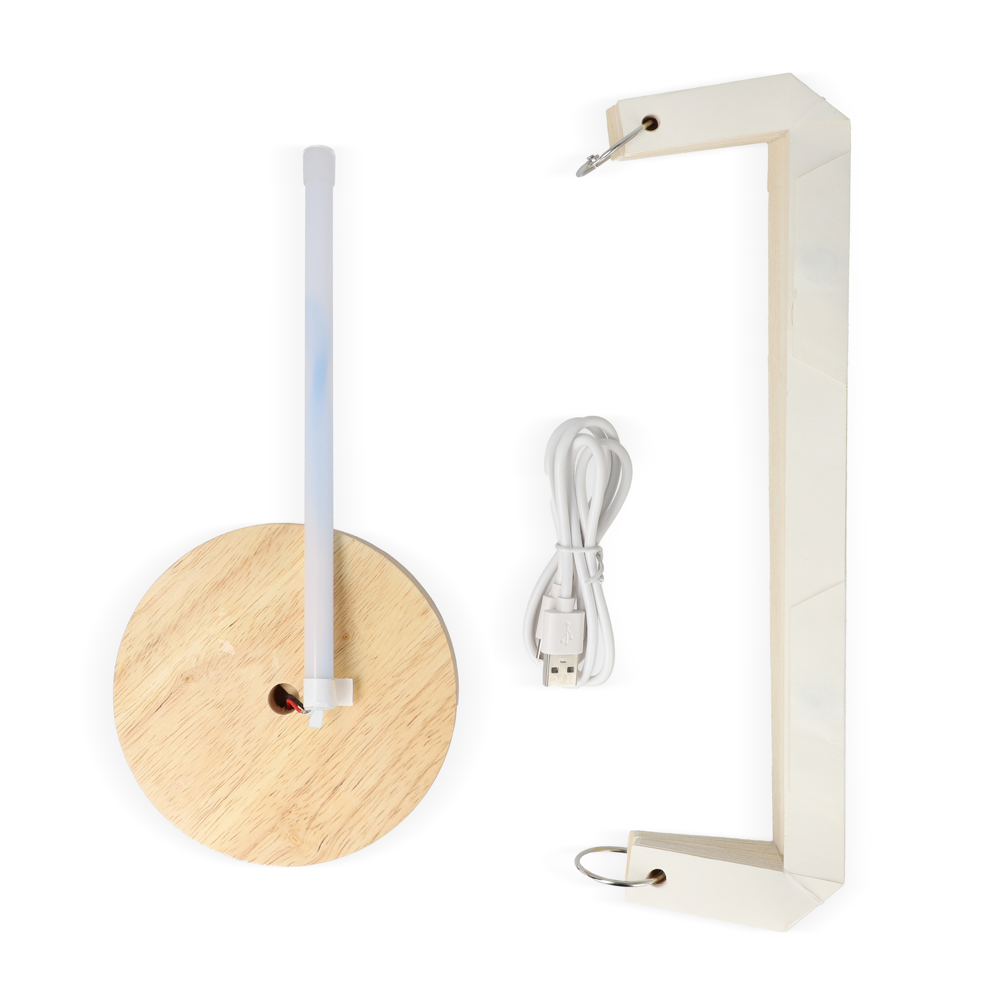 Papieren LED lamp Nora – 25 cm | Houten voet | Brievenbusverpakking