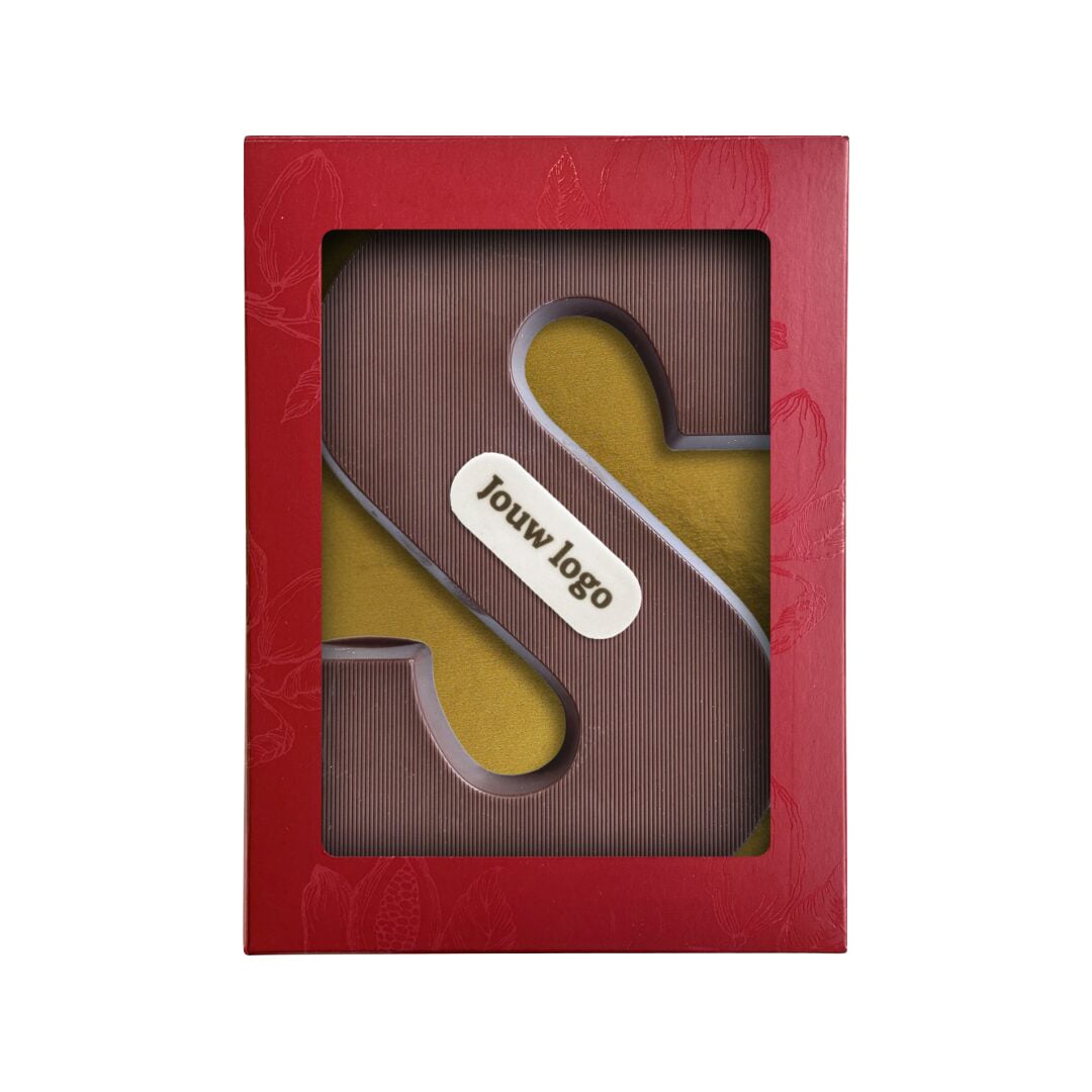 Lettre S en chocolat – 205 g | Lait Noir ou Blanc | Cadeau classique | Boîte avec fenêtre