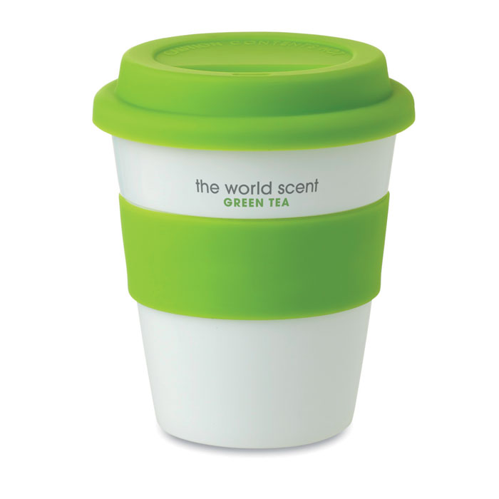 Tazza da caffè da asporto - 350 ml | Plastica e silicone | Stampa su pneumatico o tazza
