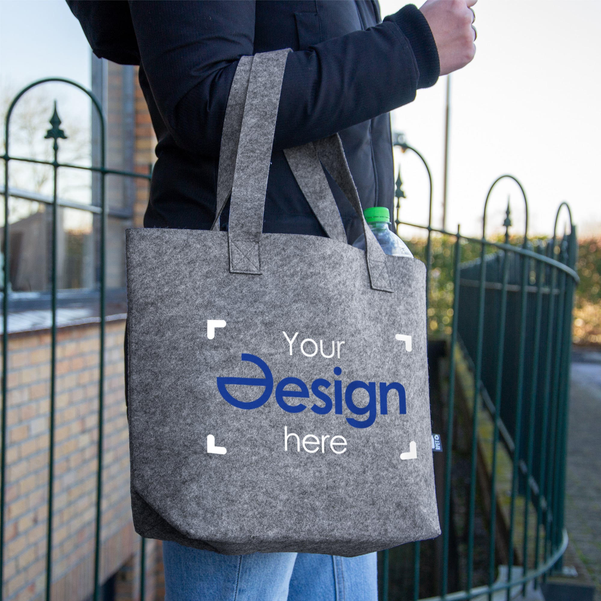 Sac shopper en feutre | PET recyclé | Modèle horizontal | Impression jusqu'à 4 couleurs