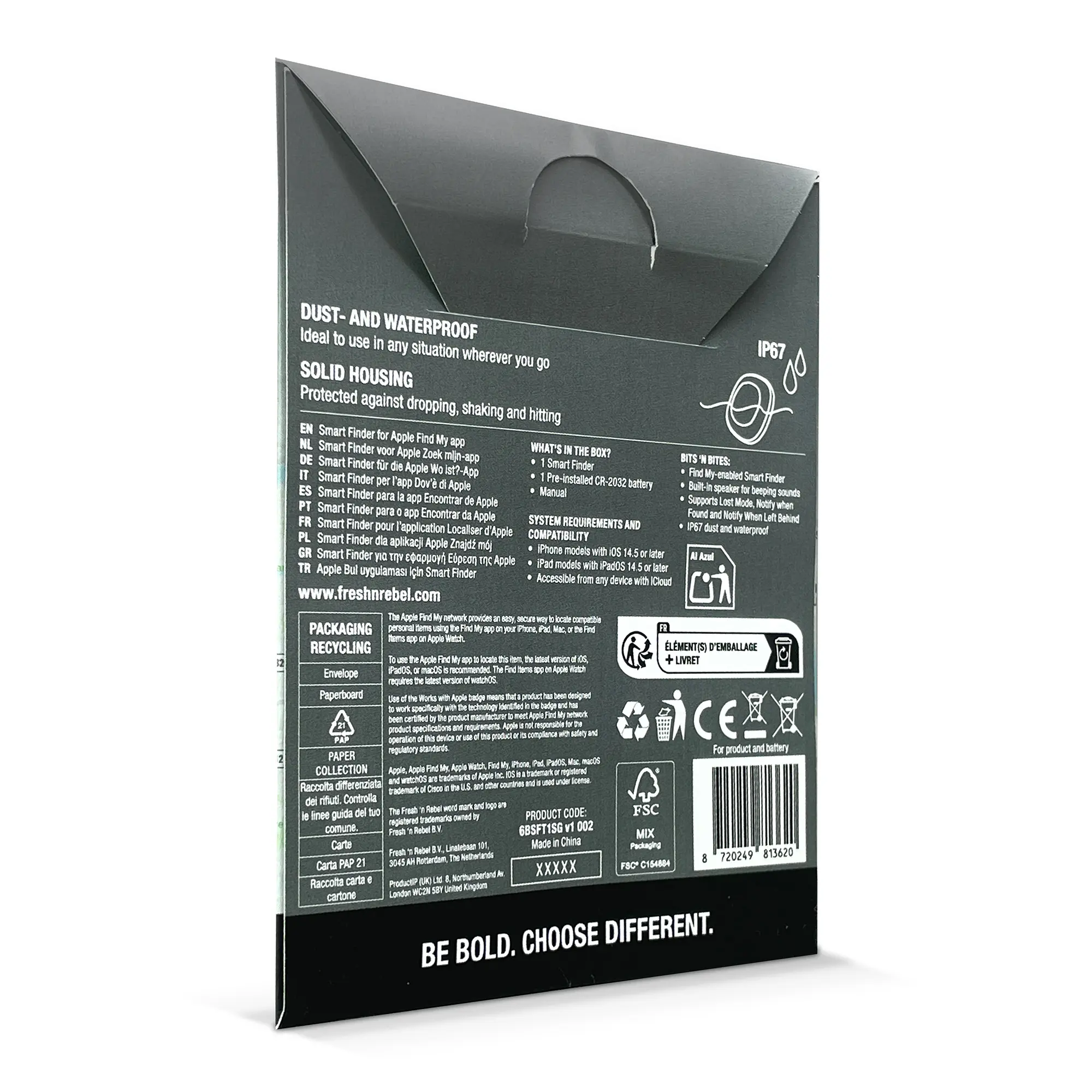 Localisateur Fresh ’n Rebel – compatible Apple Find My | sans fil | compact | magnétique