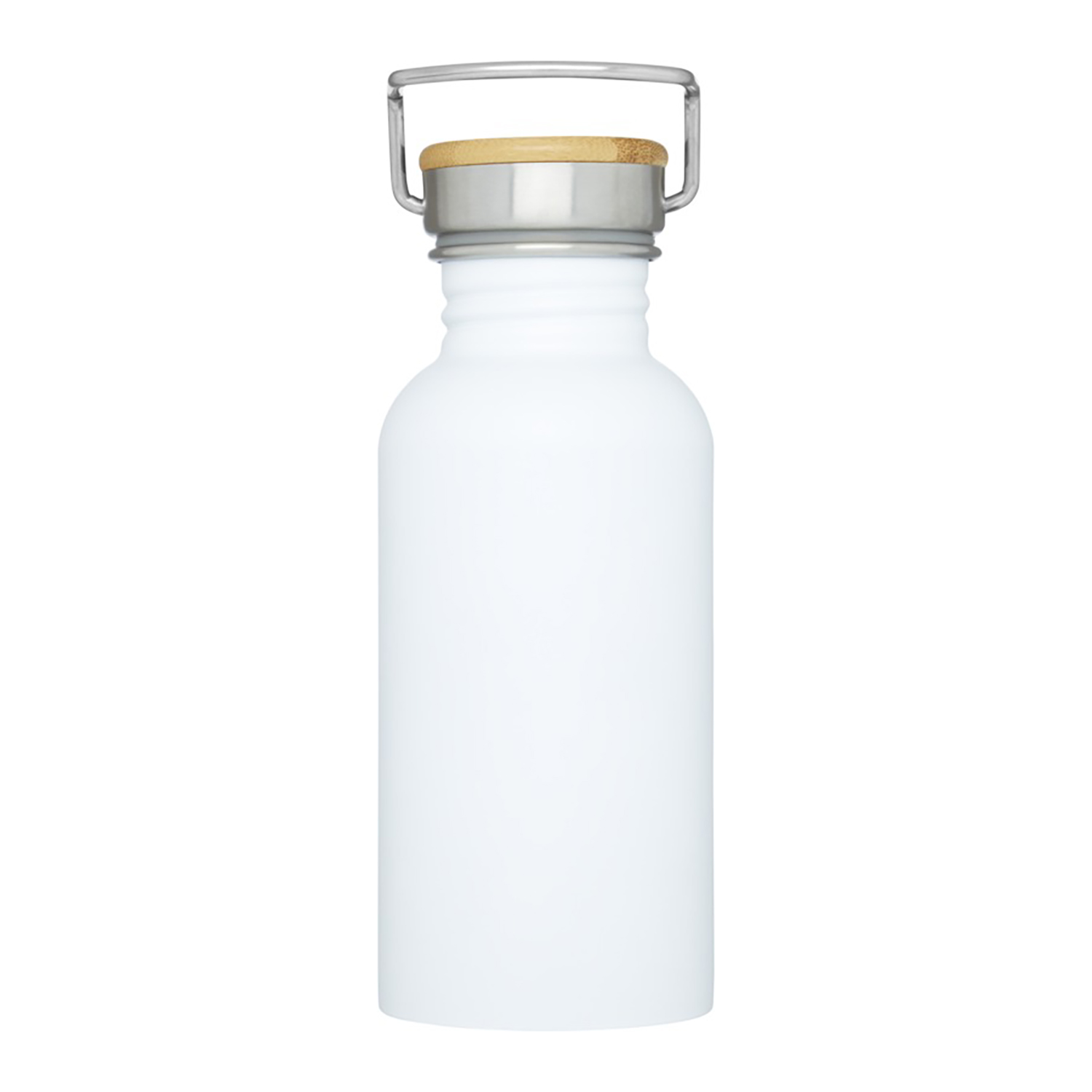 Bouteille – 550 ml | Acier inox simple paroi | Bouchon en bambou | Anse de transport