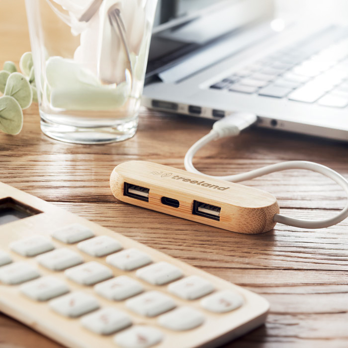 Hub USB | 3 porte| bambù