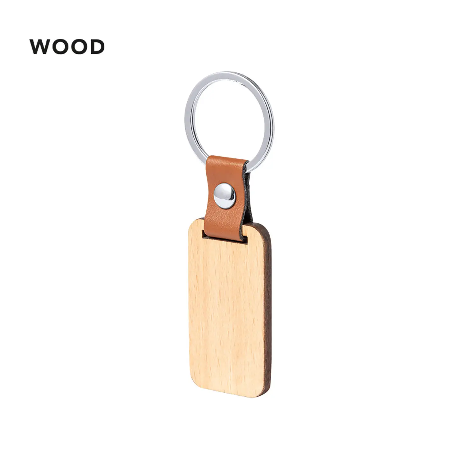 Portachiavi in legno con anello PU – Naturale | Compatto | Classico