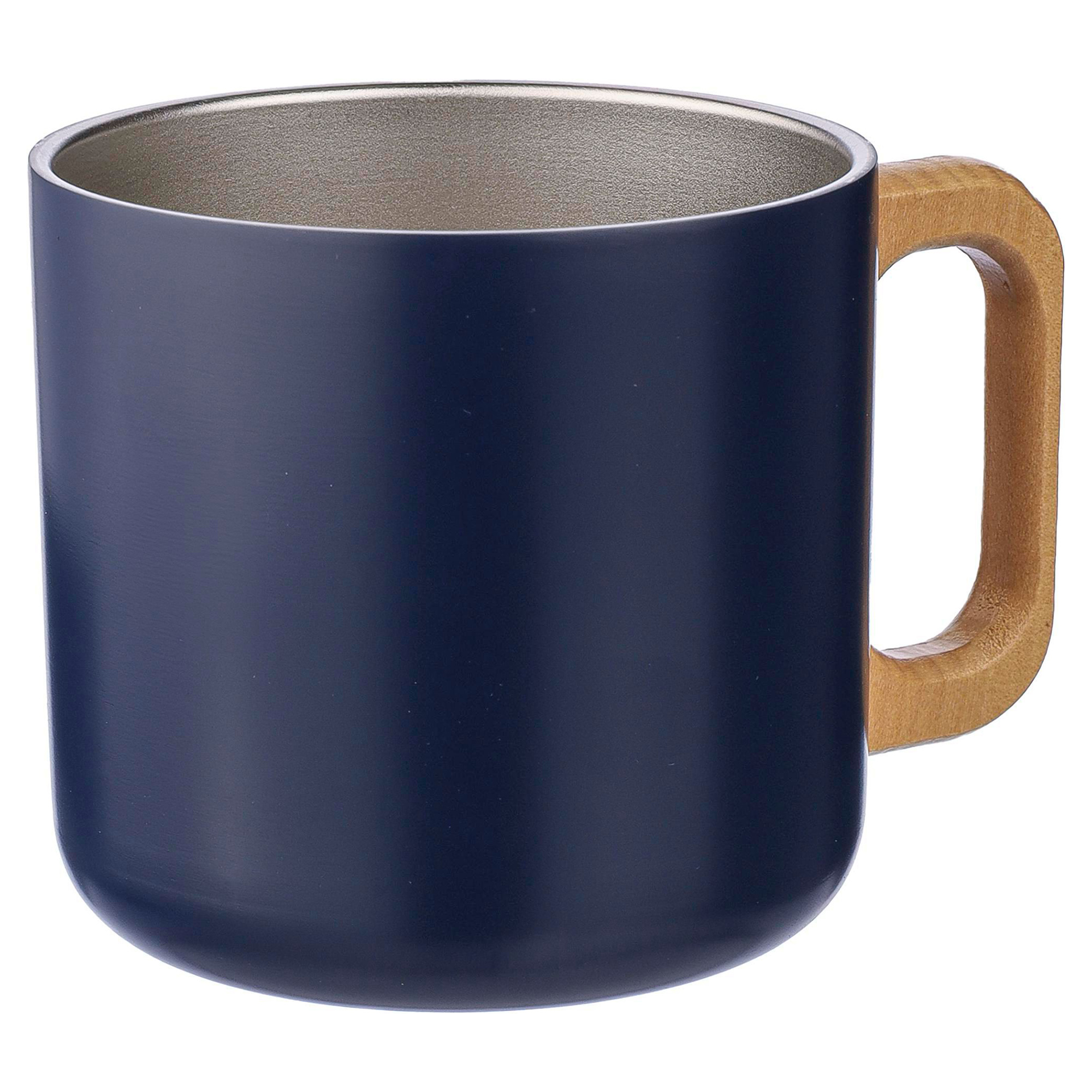 Beker Enzo – 400 ml | Gerecycled RVS | Dubbelwandig | Houten handgreep