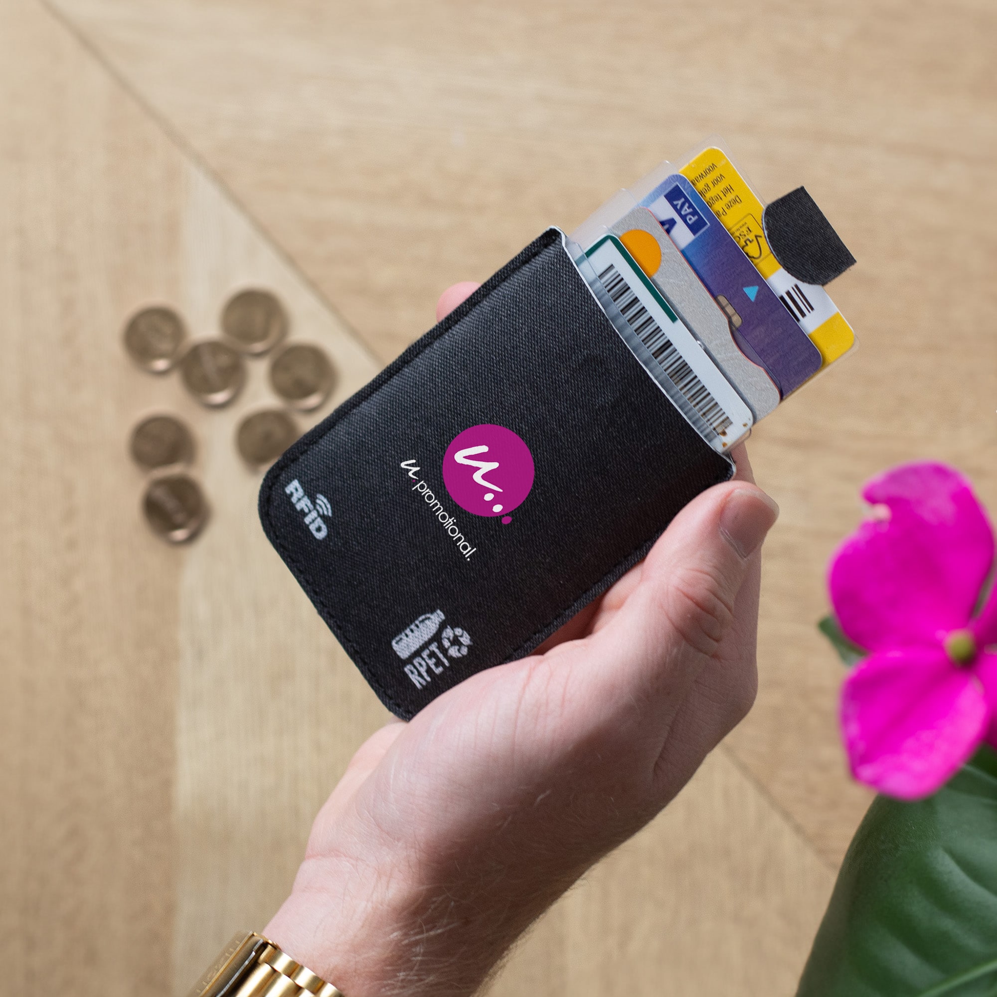 Porte-cartes | Polyester RPET | 5 compartiments | Impression jusqu'à 4 couleurs