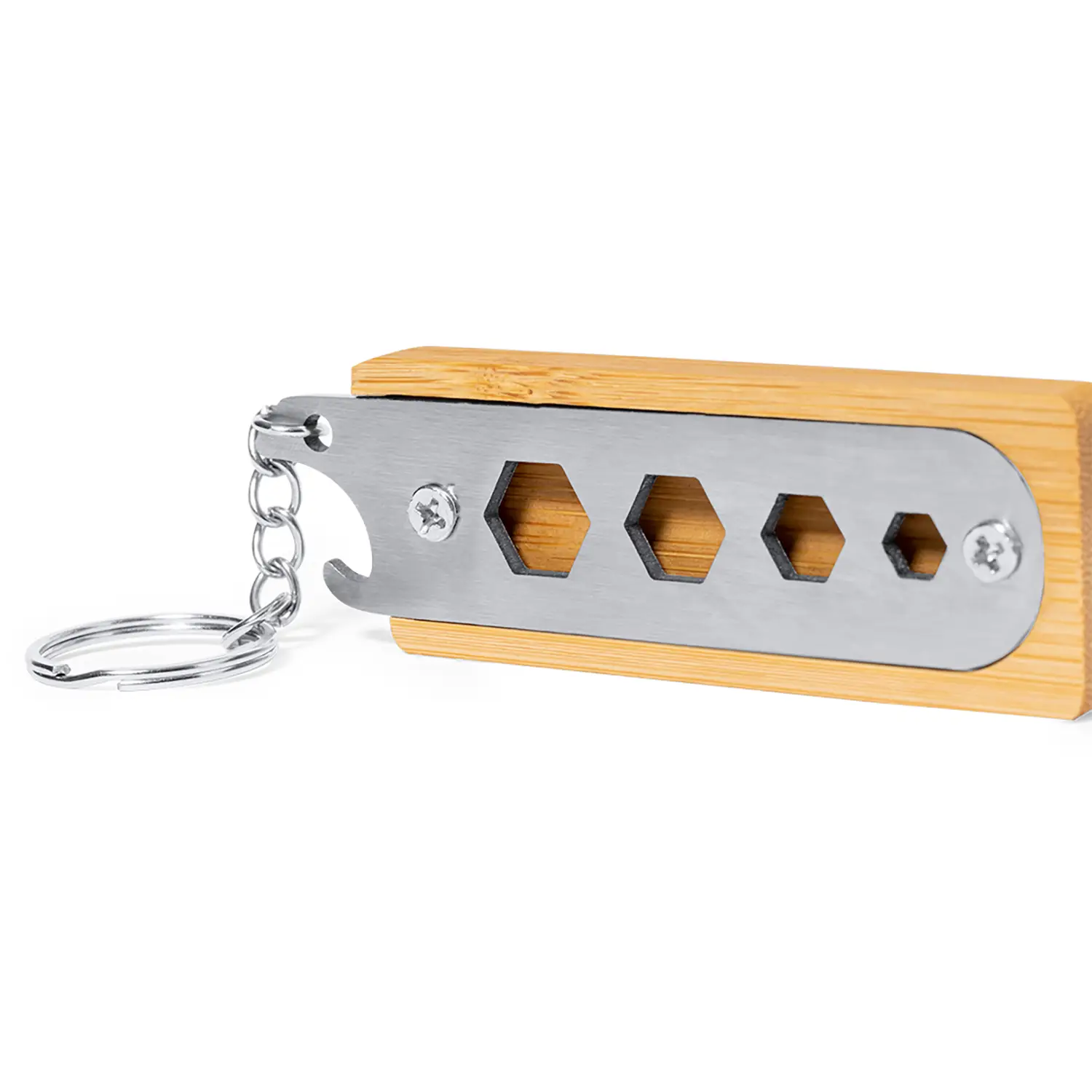Multitool-Schlüsselanhänger – Bambus & Stahl | 5 Funktionen | Kompakt