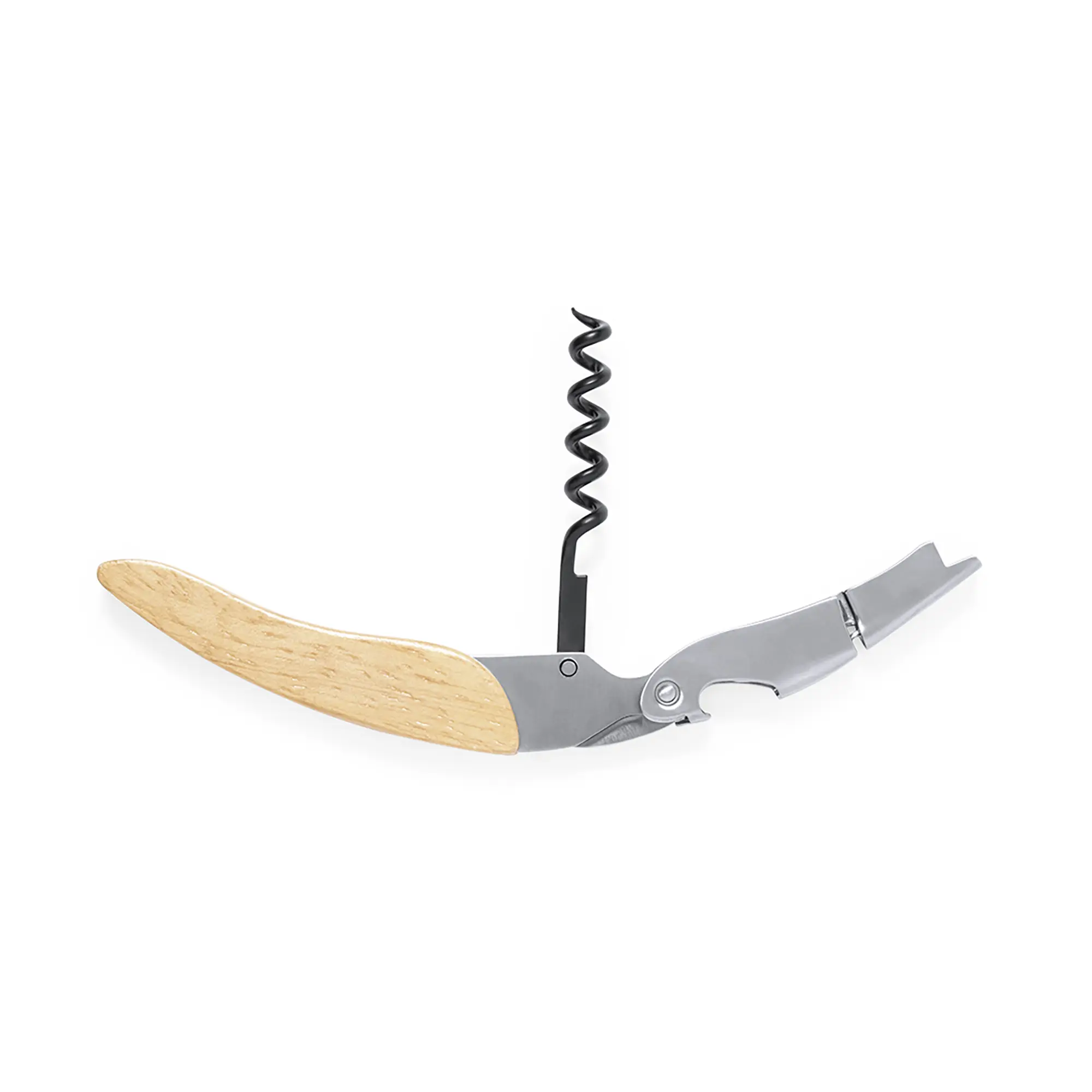 Korkenzieher Holzgriff – Edelstahl | Multitool | Mit Messer | Kompakt