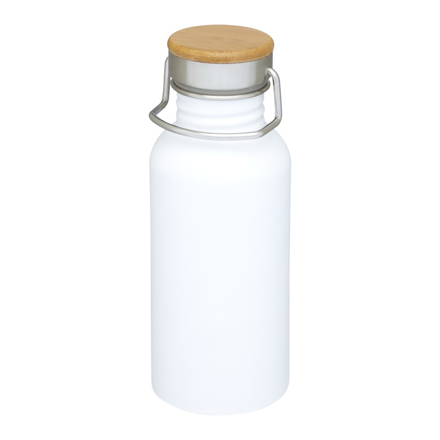 Bouteille – 550 ml | Acier inox simple paroi | Bouchon en bambou | Anse de transport