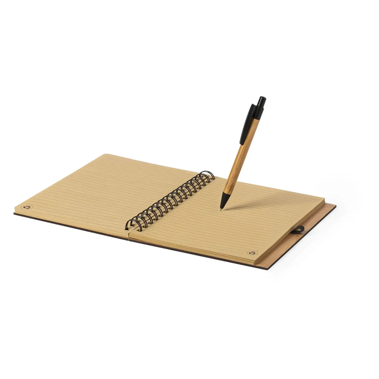 Notizbuch-Set – Bambusdeckel | Mit Stift | 80 linierte Seiten | Umweltfreundliches Design
