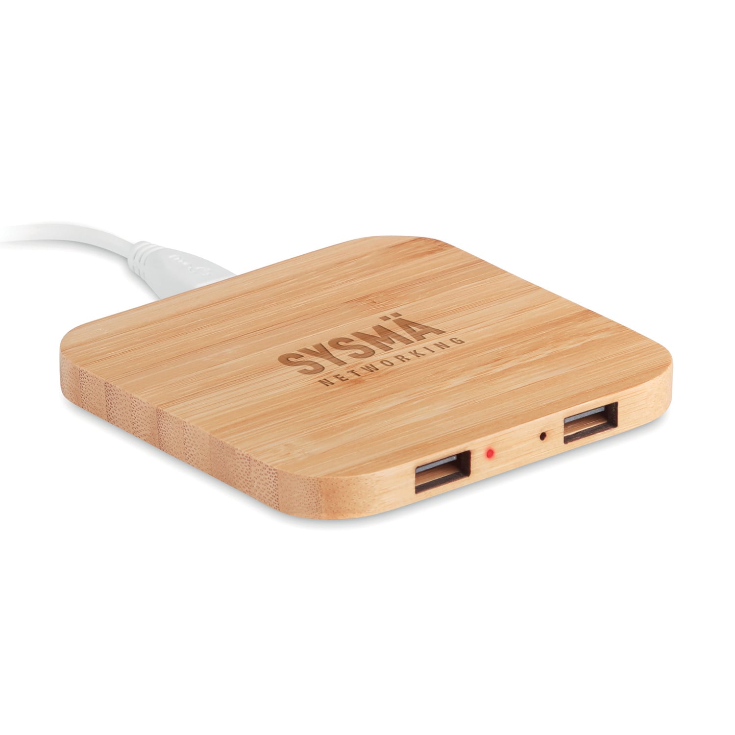 Kabelloses Ladegerät Pedro | Bambus | 2 Anschlüsse