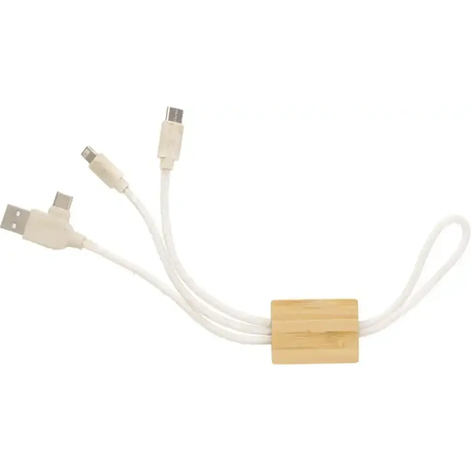 Portachiavi caricatore – USB-A | USB-C | Lightning | Bambù e cotone | Design compatto
