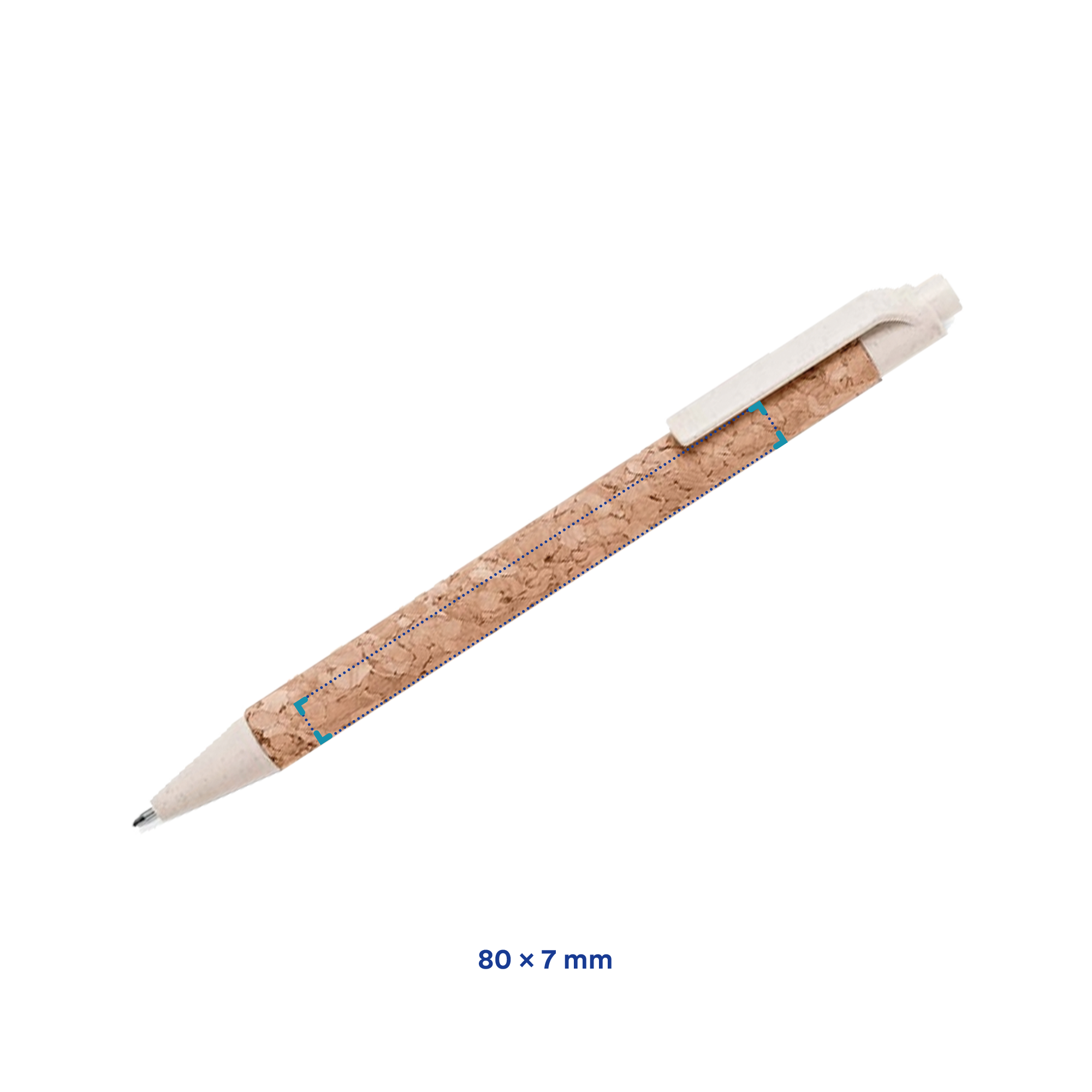 Stylo à bille | Encre bleue | Liège et paille de blé | Mécanisme à poussoir