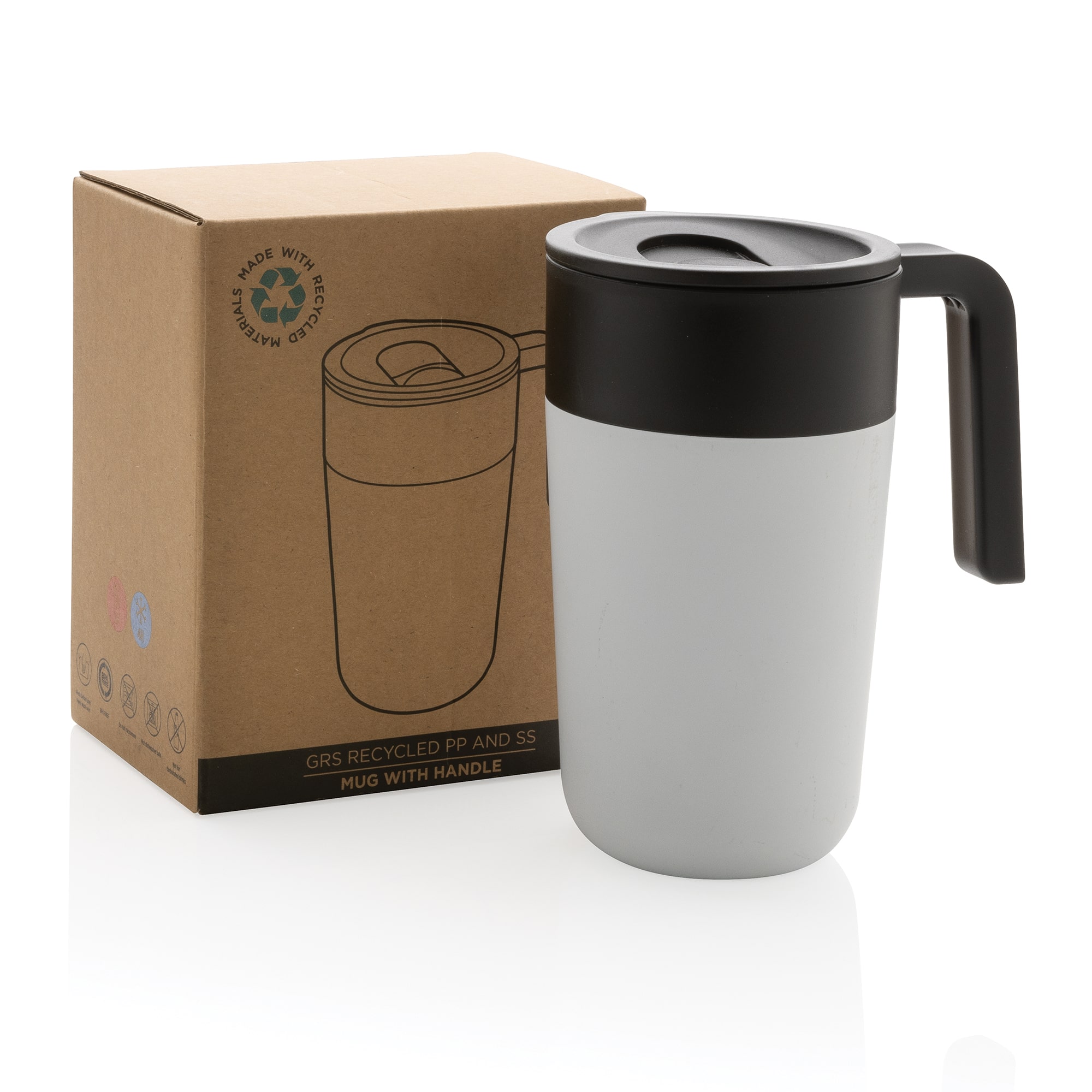 Koffie-to-go beker Martin - 480 ml | Gerecycled RVS | Gravure en tot 4 kleuren bedrukking