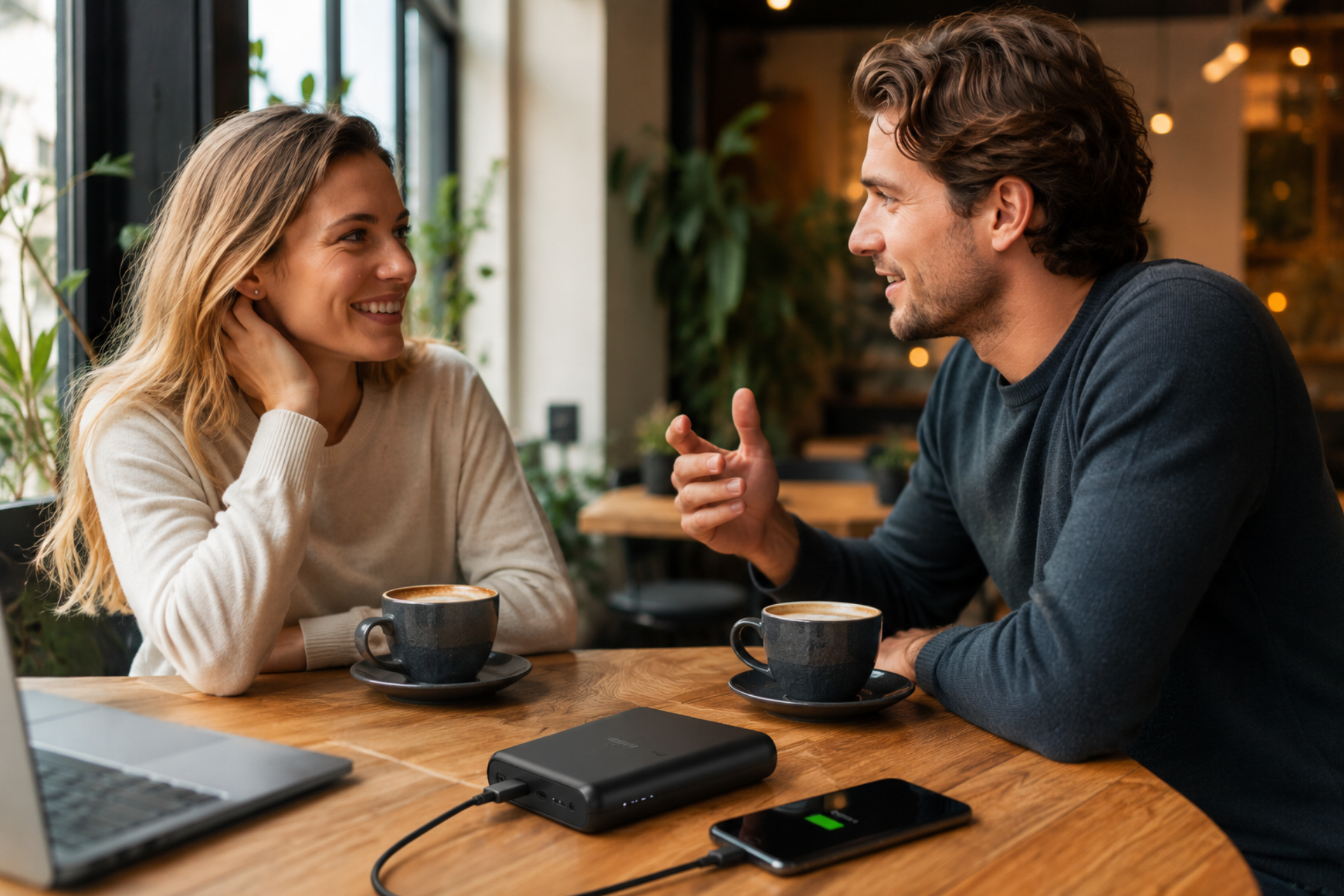 Bedrukte-powerbanks-met-mensen-koffie