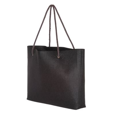 Shopper in feltro - RPET | 220 g/m² | 47x33x8cm | Grigio e nero