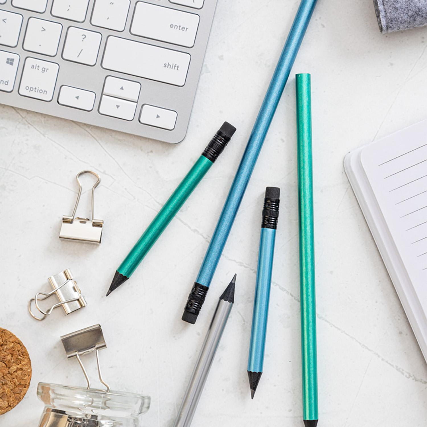 Mini-crayon avec gomme – HB | Taillé | Quadrichromie