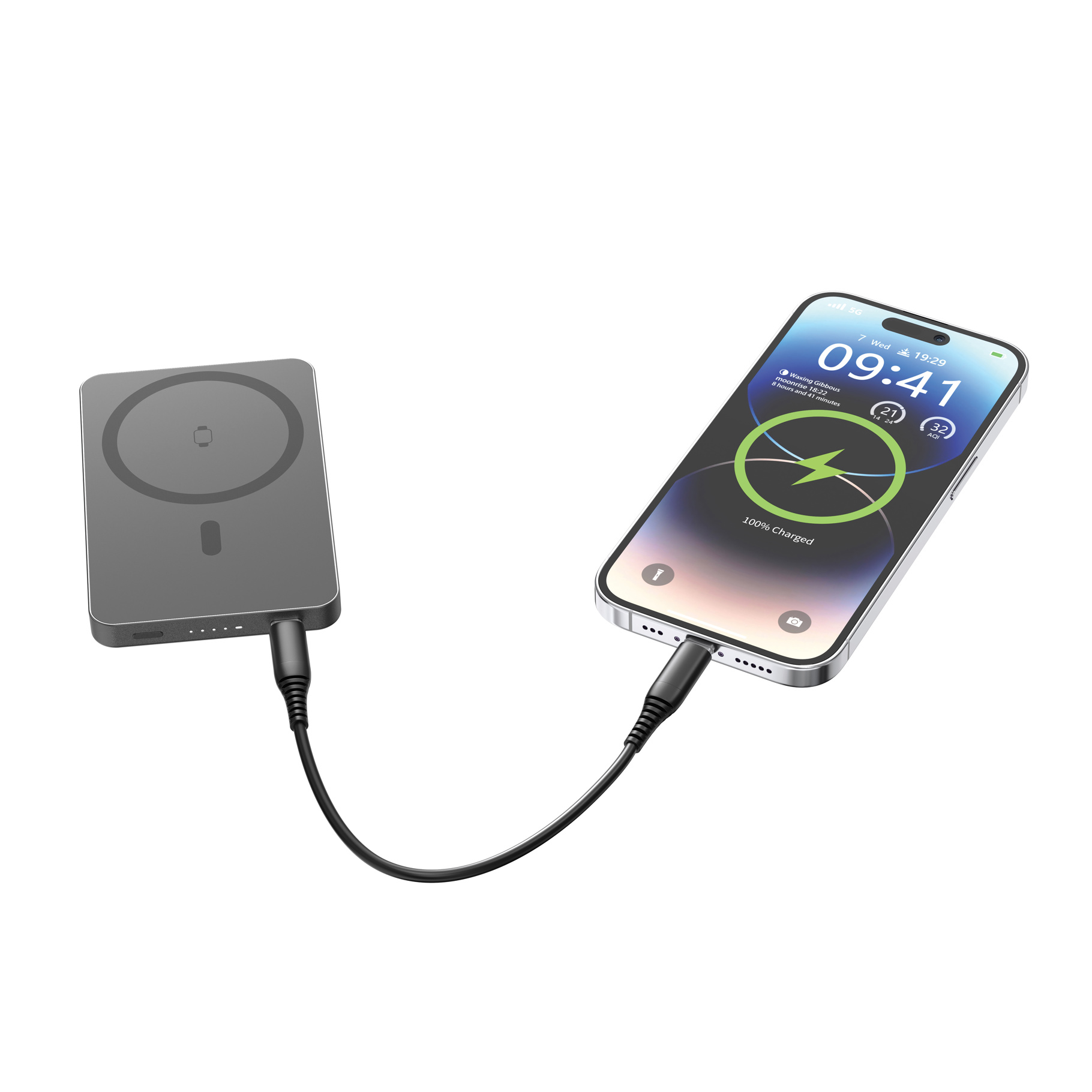 Power Bank – 5000 mAh | Ricarica magnetica wireless 15 W | USB-C PD 20 W | Alluminio riciclato RCS