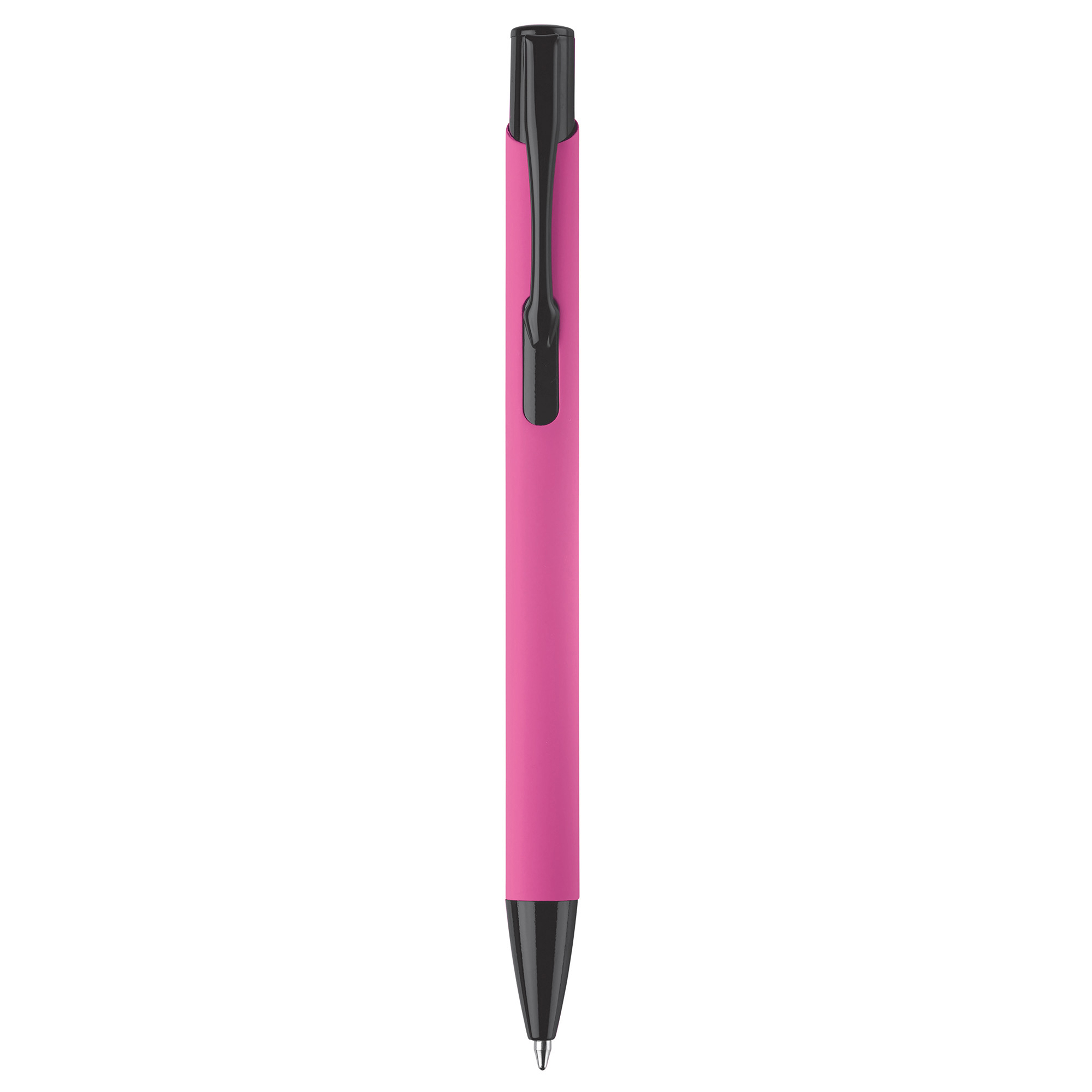 Rubberised metalen balpen – Soft-touch | Matte afwerking | Blauw schrijvend