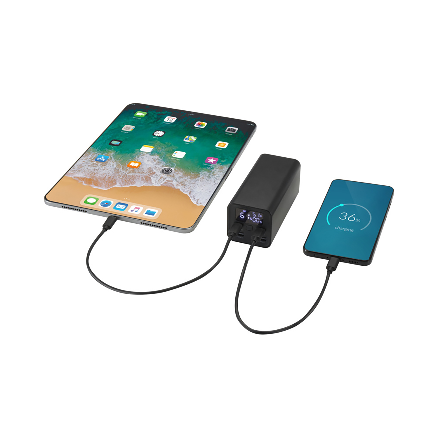 Laptop powerbank Flore – 20.000 mAh | 70W Type-C | Gerecycled Aluminium | Display