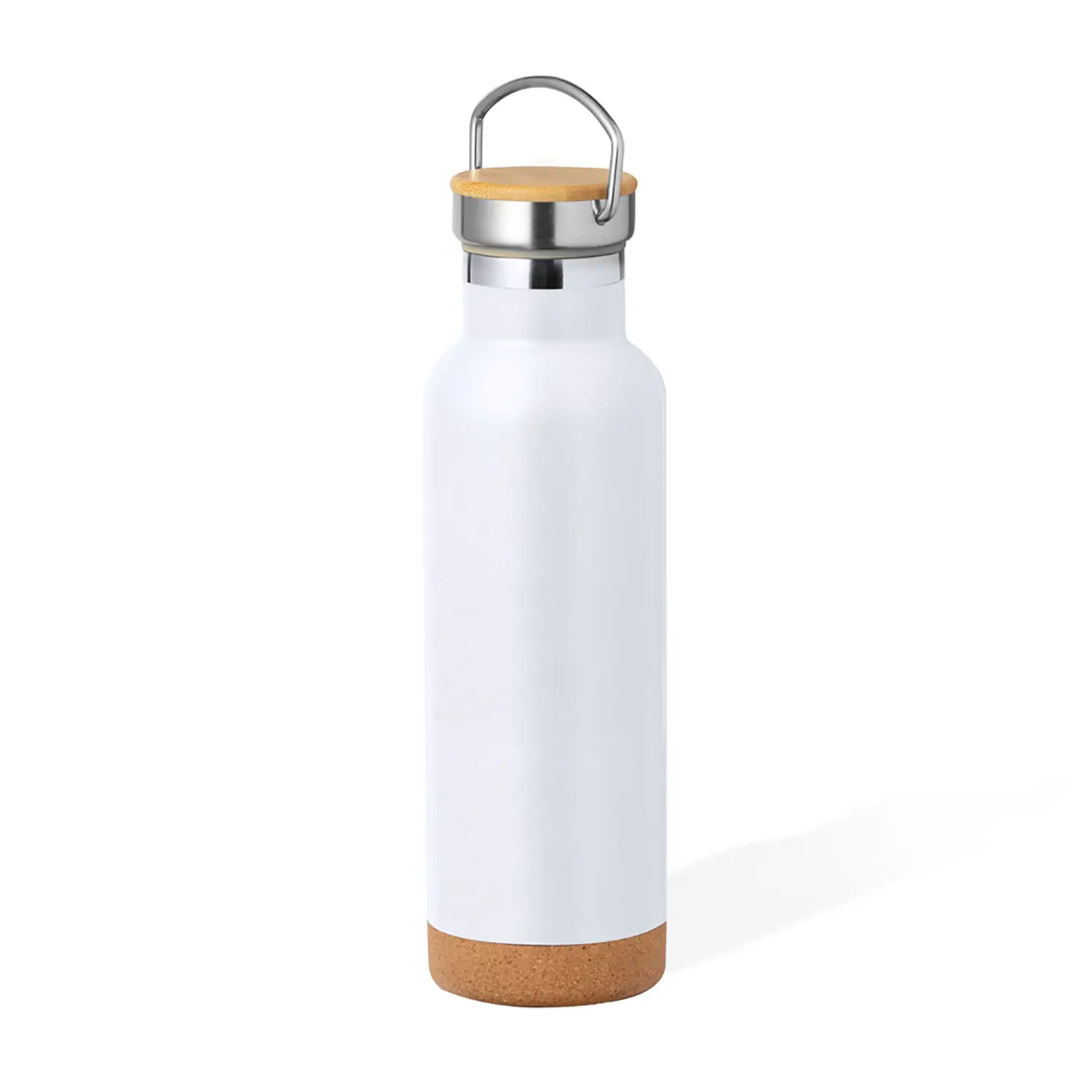 Bouteille isotherme inox – 650 ml | Couvercle bambou | Détail liège | Étanche