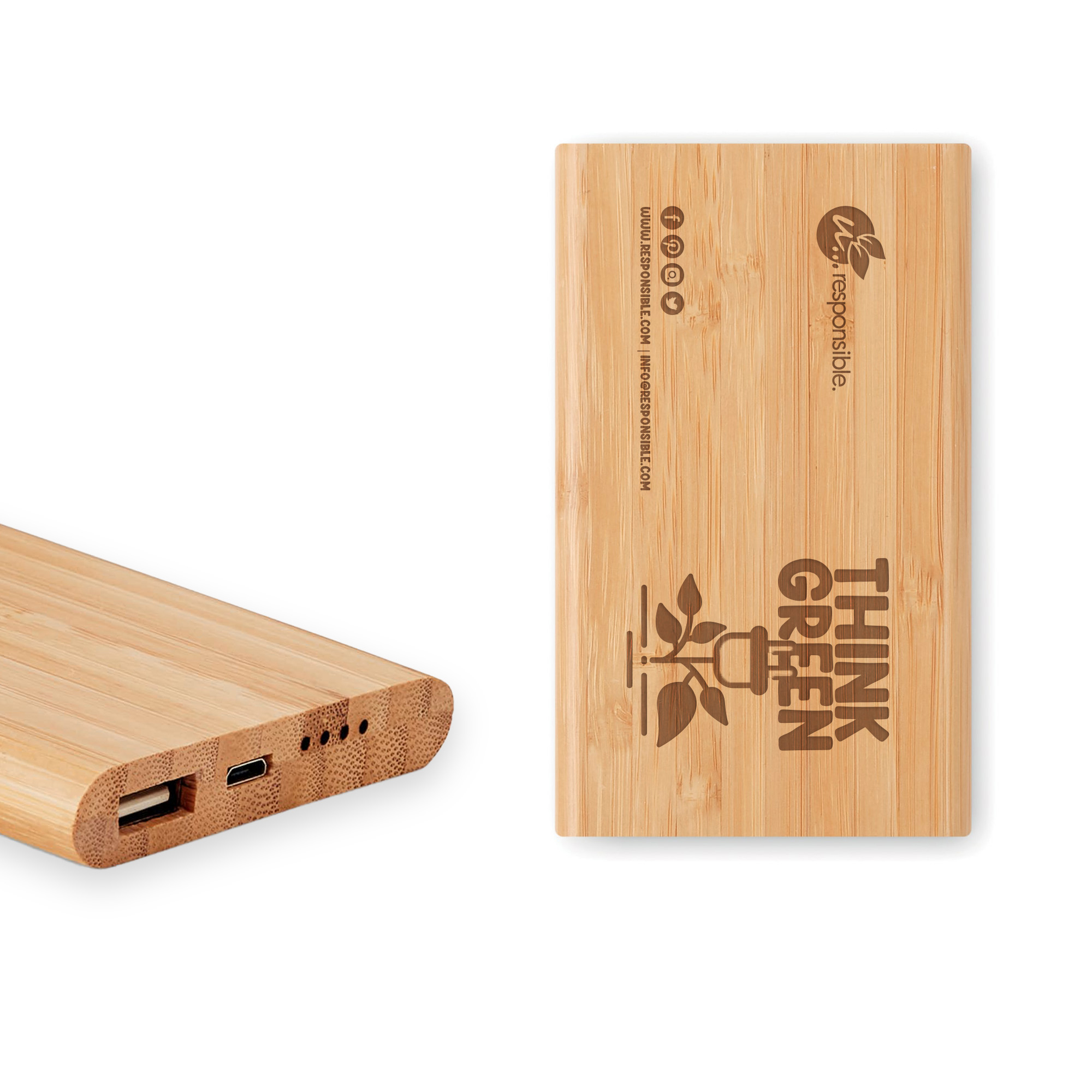 Powerbank Rio | 4000 mAh | Bambus | Micro-USB-Stecker