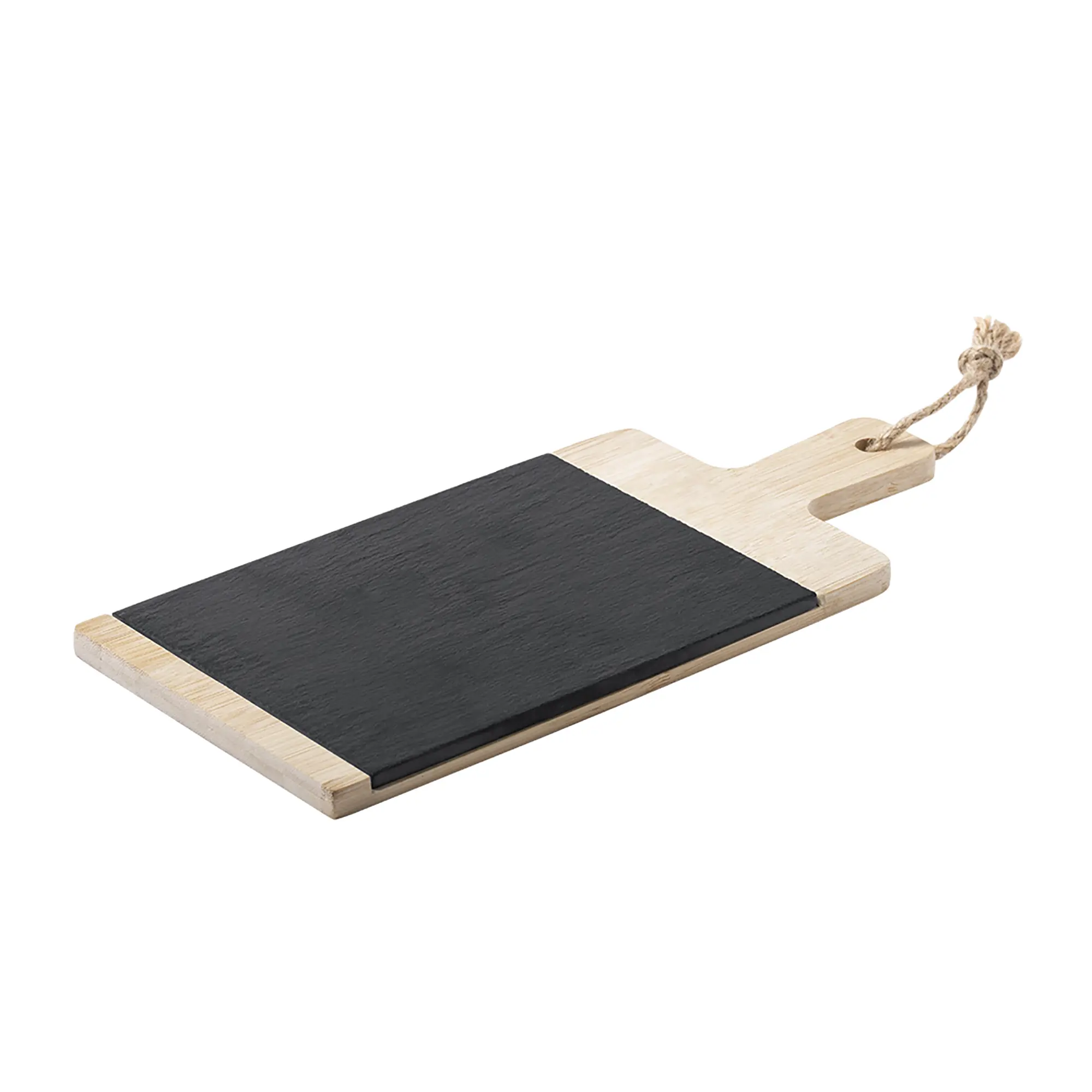 Planche à découper bambou et ardoise – Avec œillet | Design naturel | Solide | Prête à offrir