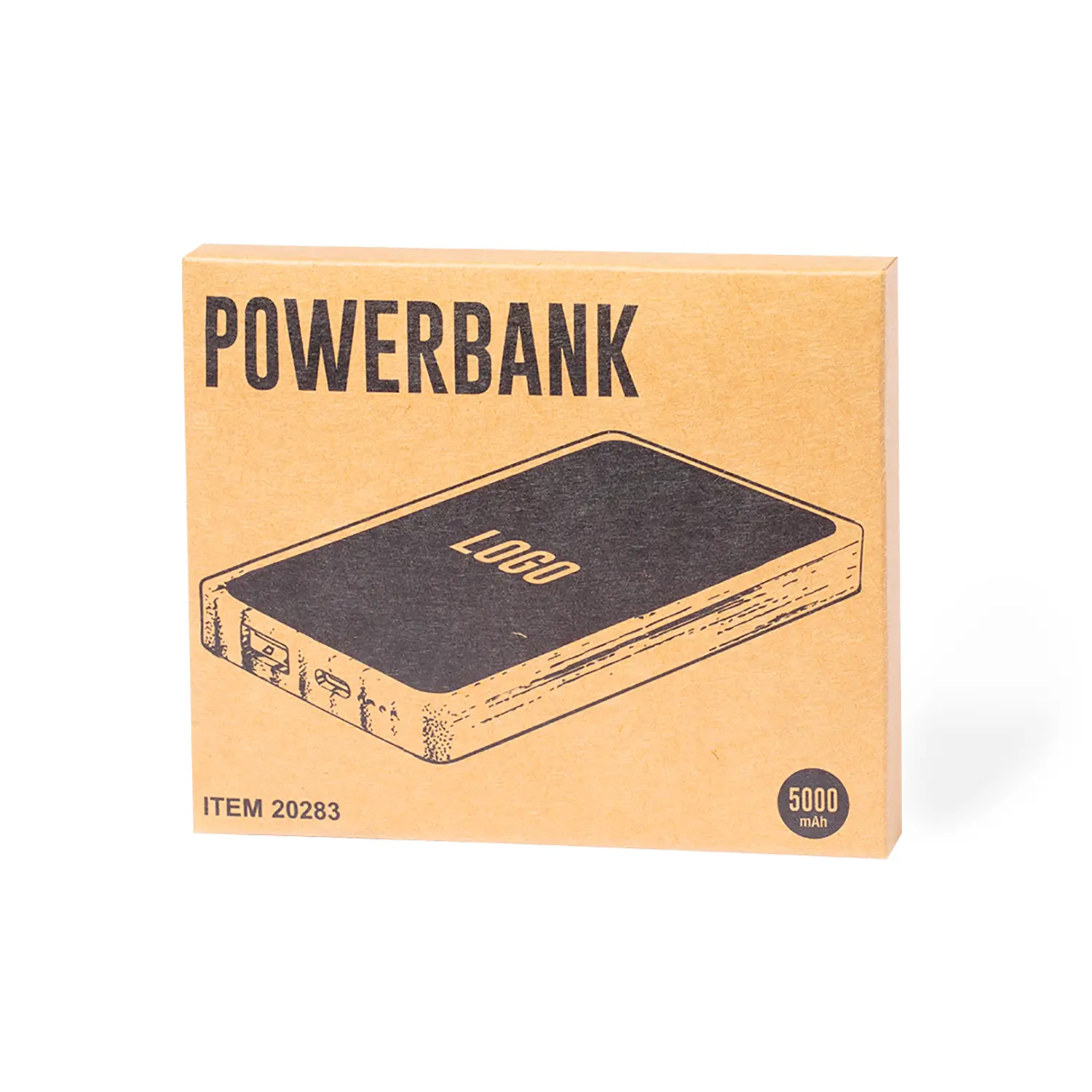 Batterie externe bambou 5000 mAh – USB & Type C | LED | Compacte