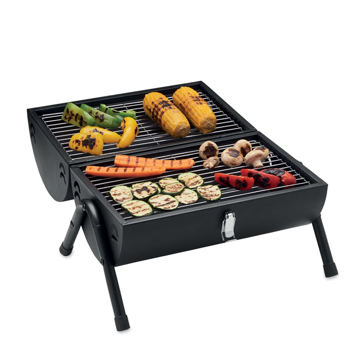 Barbecue portable – Design compact | Structure en fer | Poignée en bois