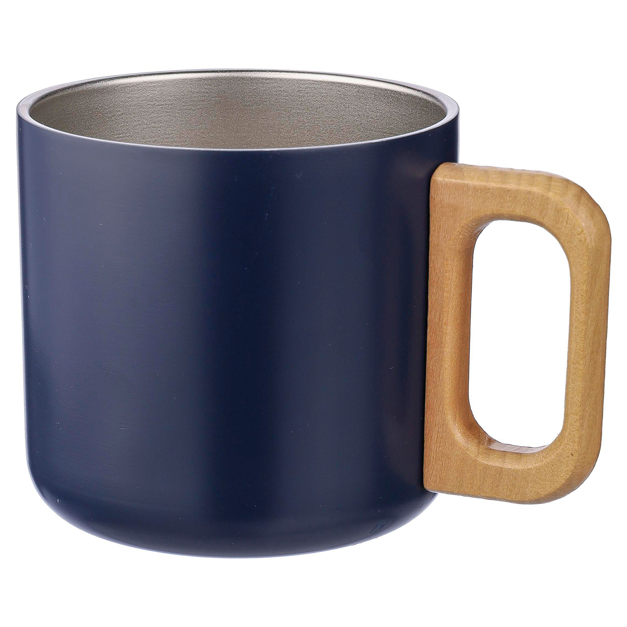 Beker Enzo – 400 ml | Gerecycled RVS | Dubbelwandig | Houten handgreep