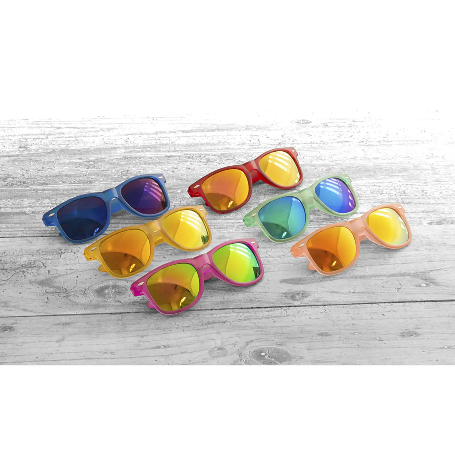 Sonnenbrille – UV400 | Verspiegelte Gläser | Buntes Gestell | Klassisches Design