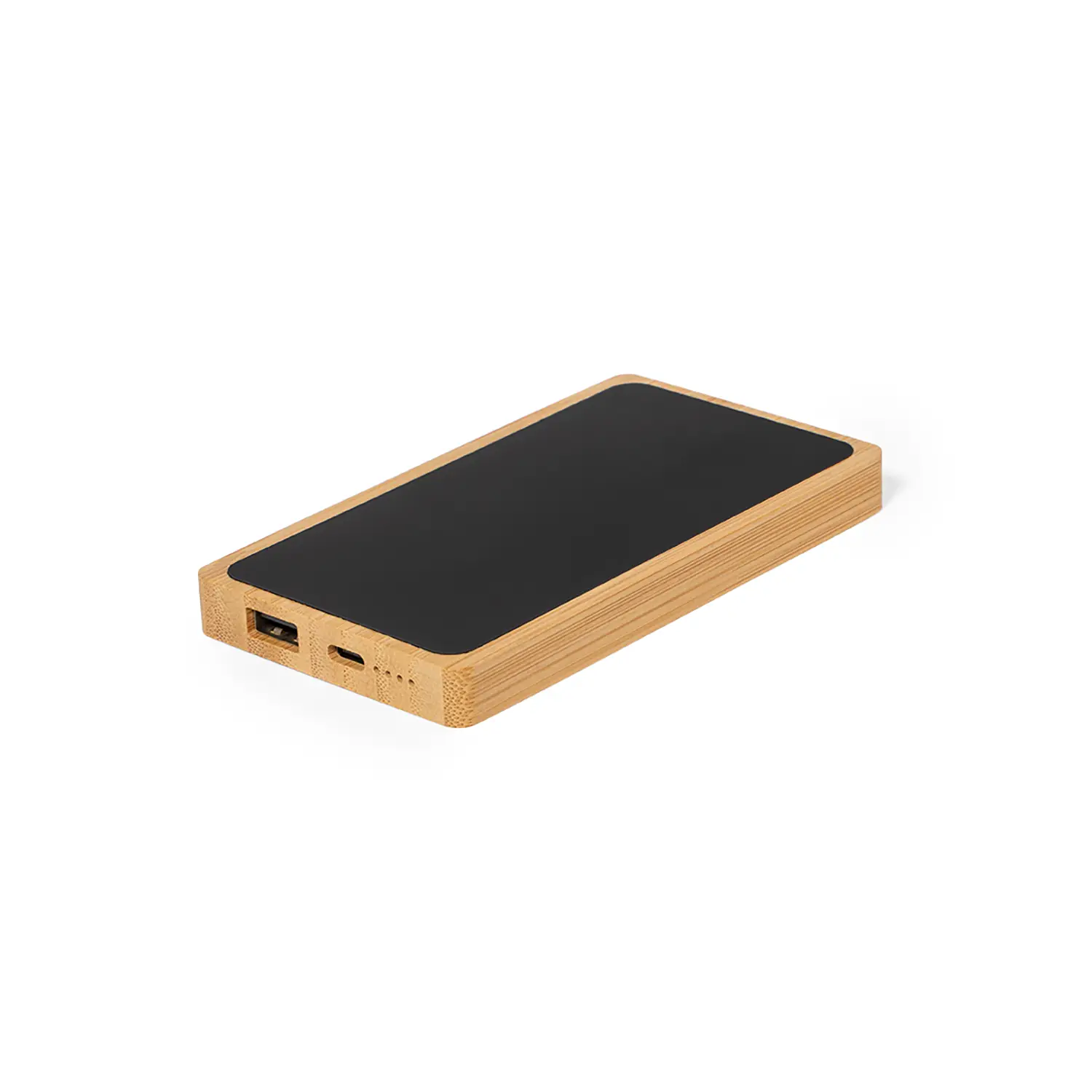 Batterie externe bambou 5000 mAh – USB & Type C | LED | Compacte