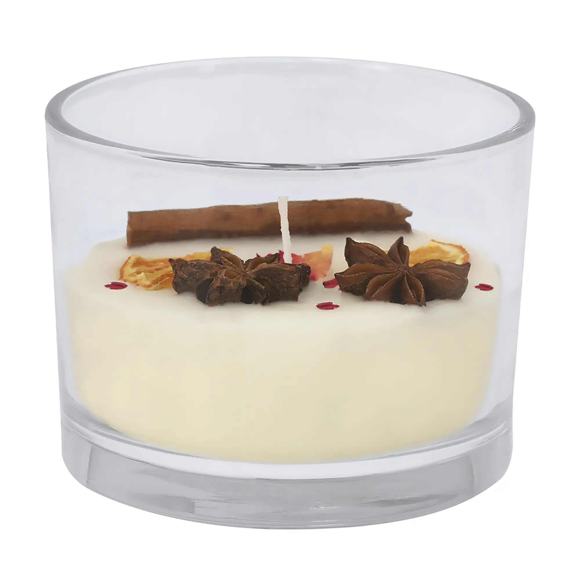 Candela Profumata – Vetro | Cera Vegetale | Cannella & Agrumi | Decorata | Uso Interno