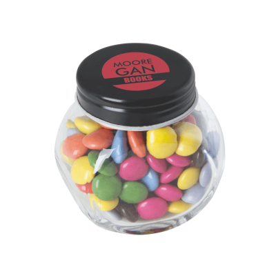 Bonbonglas Mini - Schokolinsen | 30 gr. | Farbiger Deckel