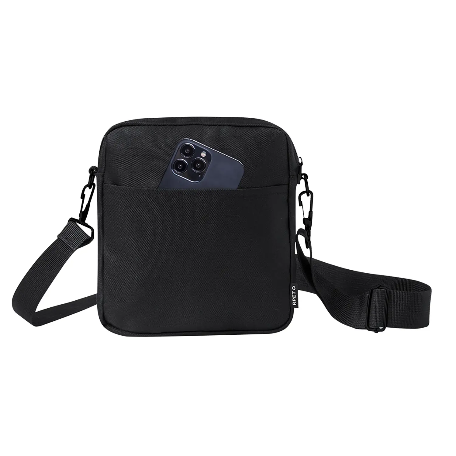 Sac bandoulière RPET – Compact | Poche zippée | Réglable | Recyclé