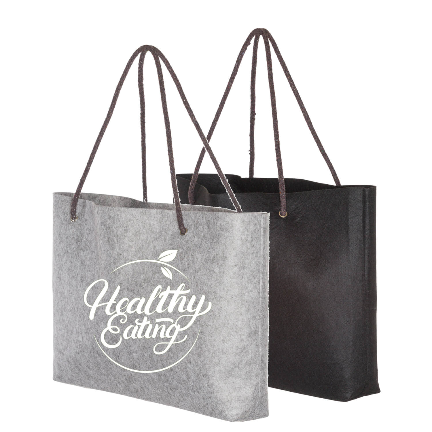 Shopper in feltro - RPET | 220 g/m² | 47x33x8cm | Grigio e nero