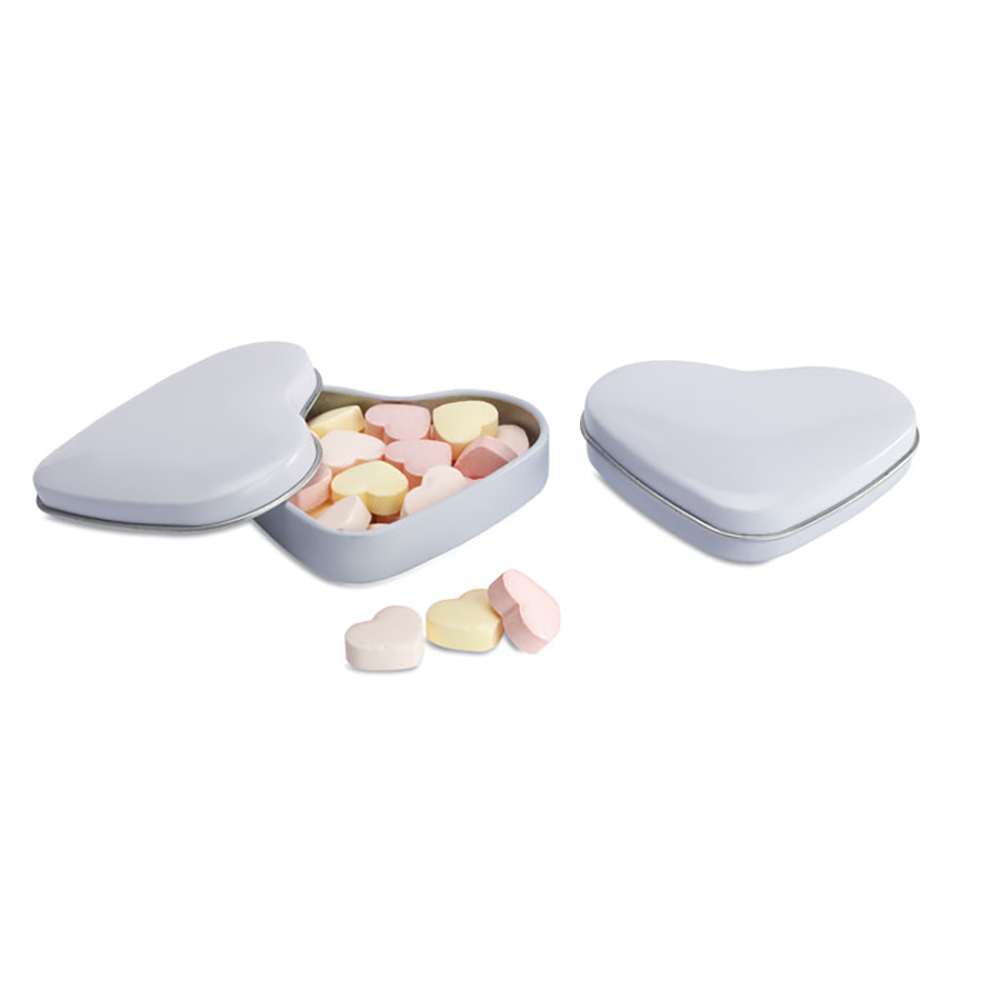 Hartvormig snoepdoosje – Hartjes snoep | Metaal | 24g | Made in Europe