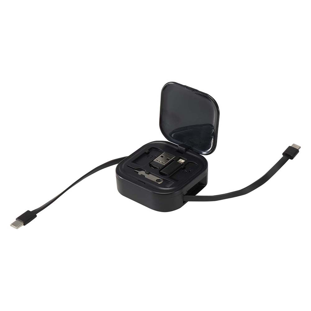 Oplaad- en smartphonekit Lio – 5-in-1 | 100W Snelladen | Uittrekbaar | Gerecycled Plastic