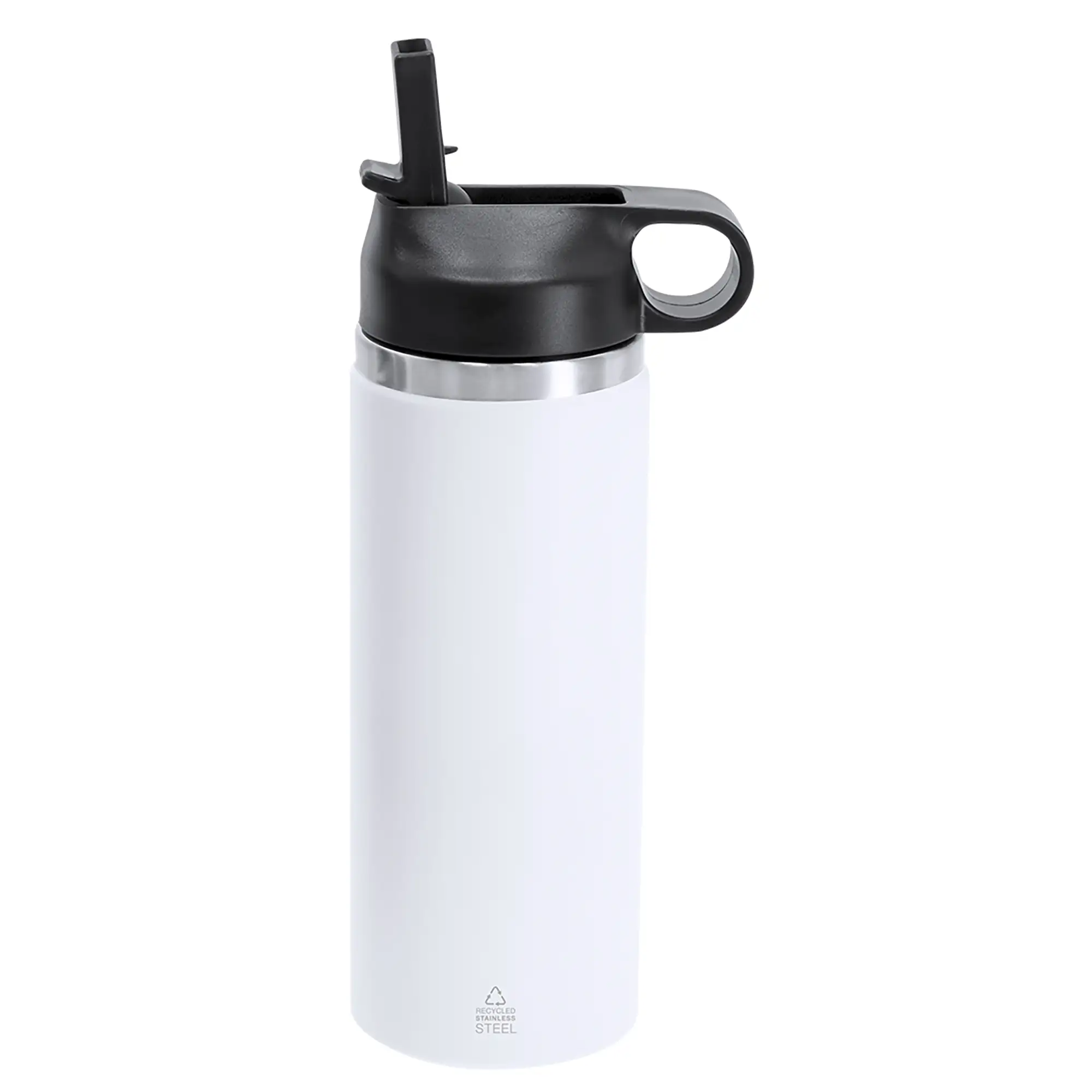 Trinkflasche – Recycelter Edelstahl | 500 ml | Doppelwandig | Trinkhalm & Griff | Isolierend