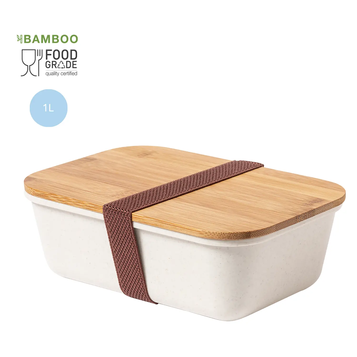 Lunch box 1 L – PP senza BPA | Coperchio in bambù | Con fascia