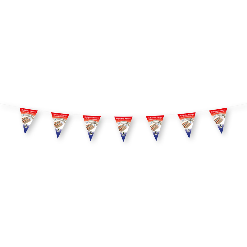 Guirlande de fanions – Forme triangulaire | Format A5 | Couleur intégrale | Cordon de 5 mètres
