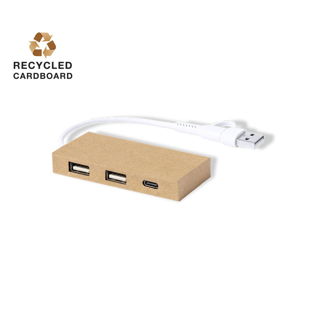USB hub Han - Gerecycled karton | 2 USB-poorten | Full Colour