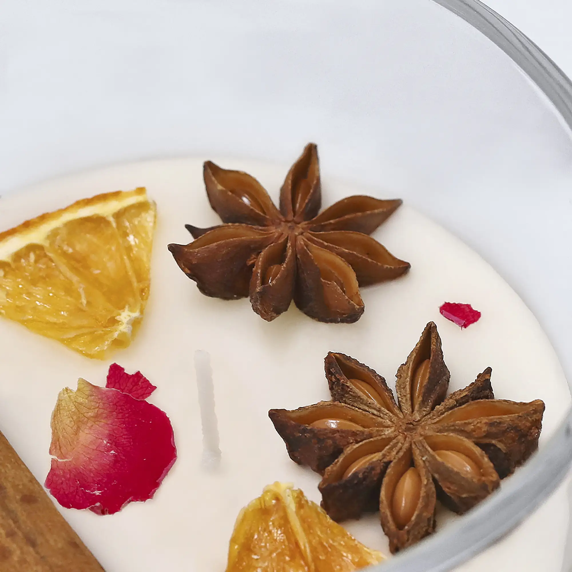 Candela Profumata – Vetro | Cera Vegetale | Cannella & Agrumi | Decorata | Uso Interno