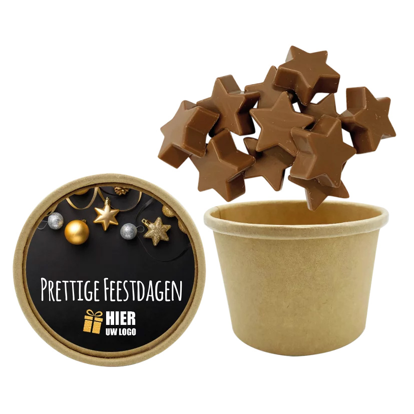 Gobelet bio étoiles en chocolat – 100 g | Chocolat au lait | Impression personnalisée