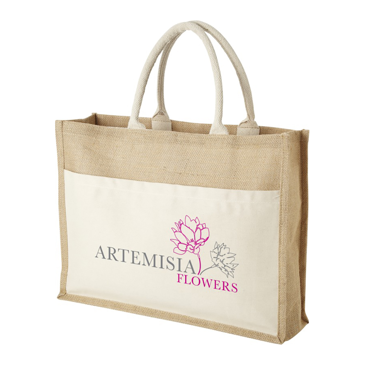 Jute shopper Cas - 320 g/m² | 45x35x12 cm | Korte hengsels