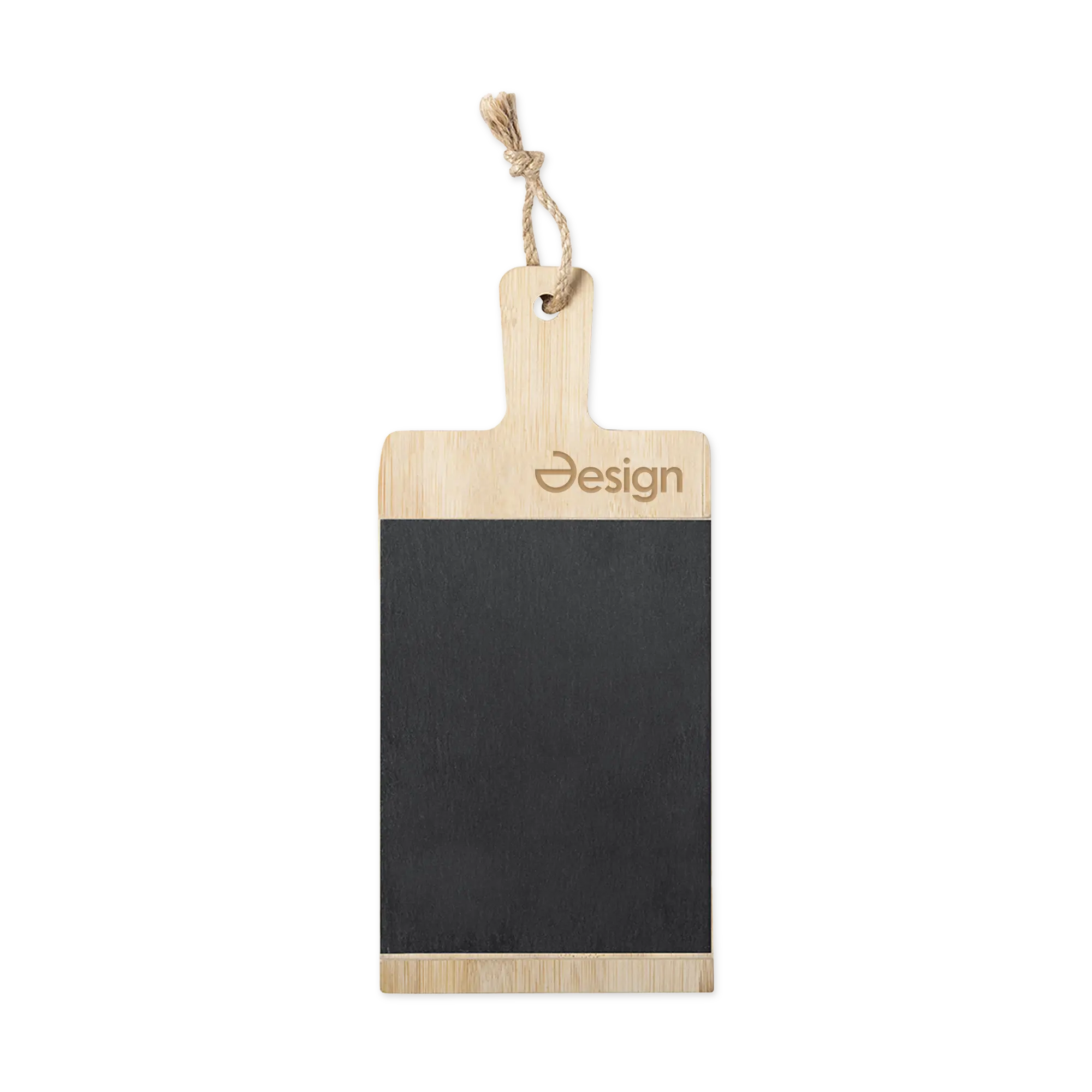 Planche à découper bambou et ardoise – Avec œillet | Design naturel | Solide | Prête à offrir