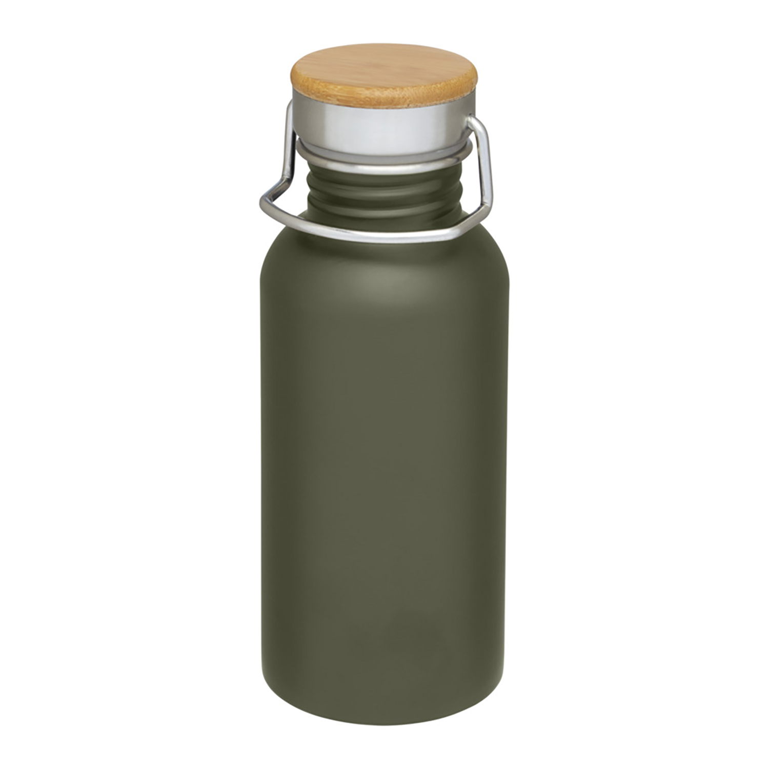 Bouteille – 550 ml | Acier inox simple paroi | Bouchon en bambou | Anse de transport
