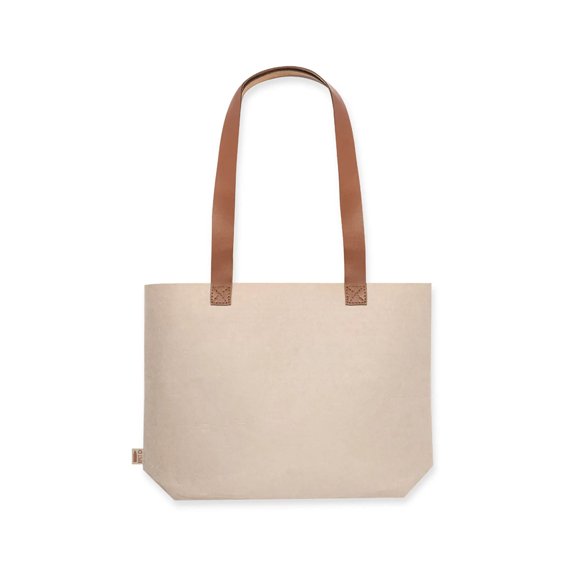 Borsa in feltro RPET – Manici in PU | Fondo piegato | Portata 6 kg | Riciclata