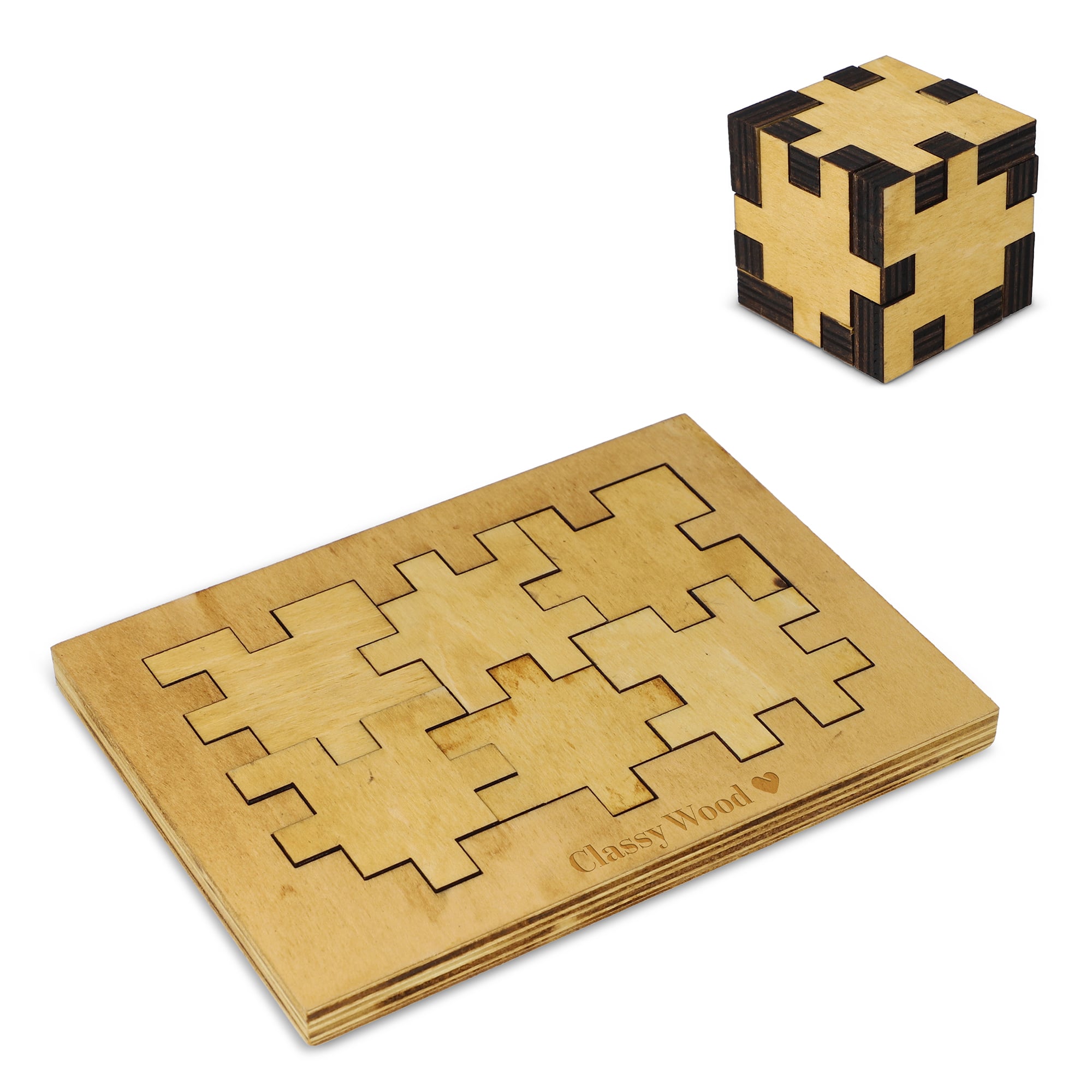 Würfelpuzzle – Holz | Knobelspiel | Kompakt | Langlebig