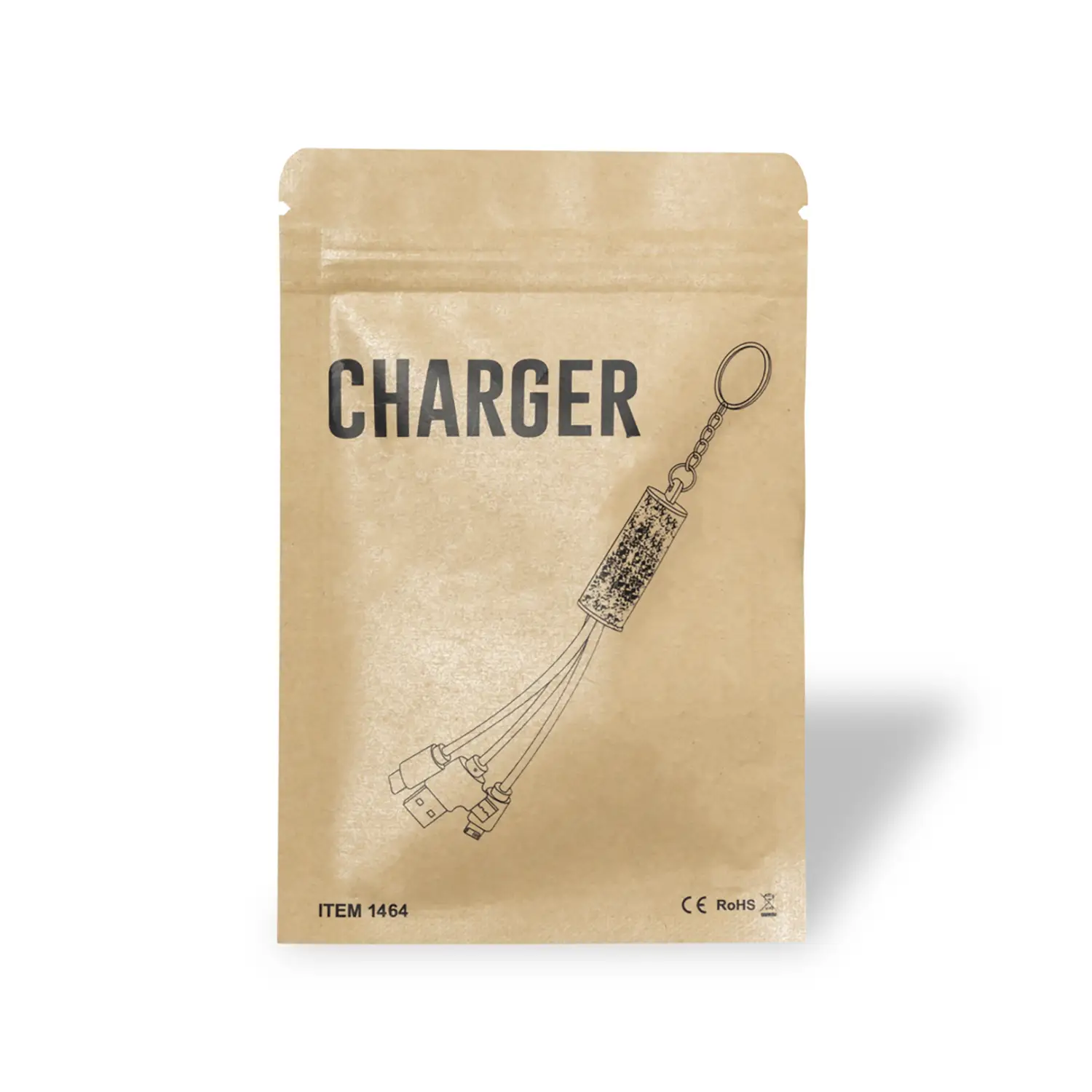Câble éco avec anneau – Carton recyclé | Paille de blé | USB | Porte-clés